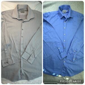 Kenneth Cole Reaction Slim Fit Dress Shirt Lot (2) Business Corporate Minimalist